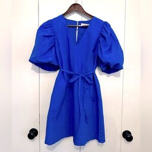 English Factory Puff Sleeve Cotton Shift Dress, Medium